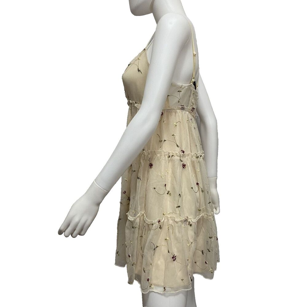 Trixxi Floral Womens Mini Dress Embroidered Spaghetti Strap Size M - Picture 3 of 14